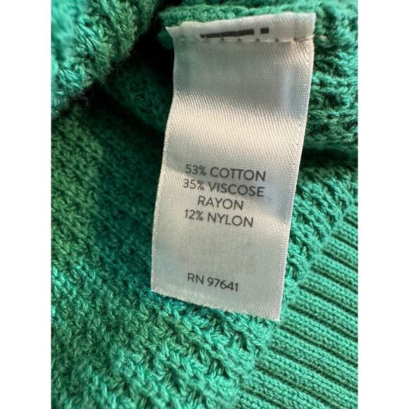 J. Jill sweater green waffle texture open neck collared button up cardigan Sz LP - Picture 7 of 7